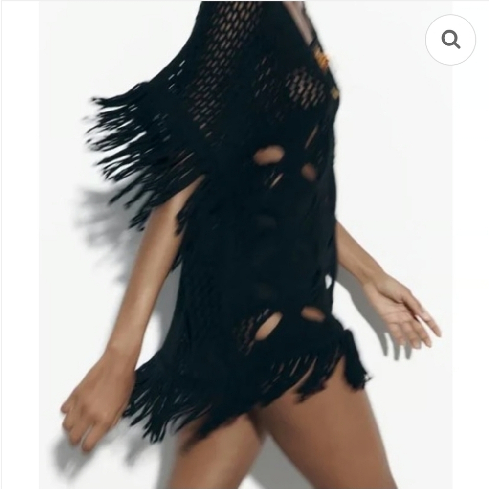 ZARA Black Crochet Sweater Or Cover-Up (S/M) - Picture 2 of 8